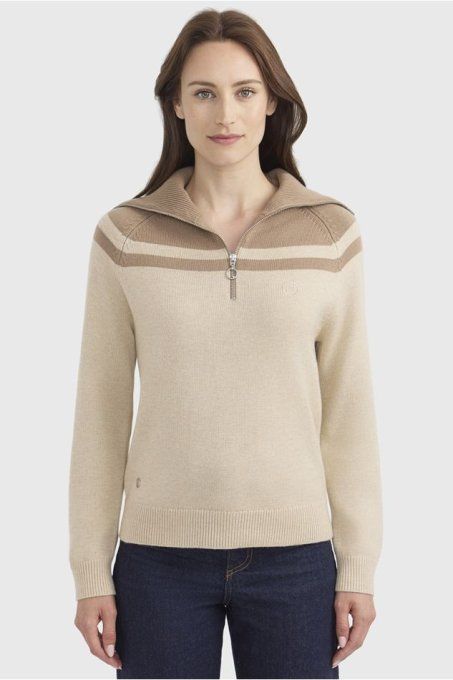 Pull col camionneur Harcour Claira Crème femme
