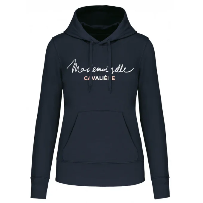 SWEAT CAPUCHE M.C NOIR Logo Blanc/Rose Gold