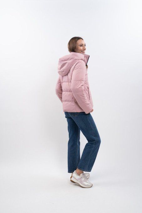 Parka courte réversible Adele FW25 Harcour Navy/Light Pink