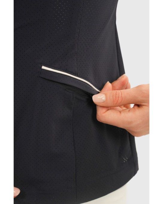 Veste de concours femme HARCOUR Bess marine, coupe cintrée, matière micro-perforée respirante, bouto