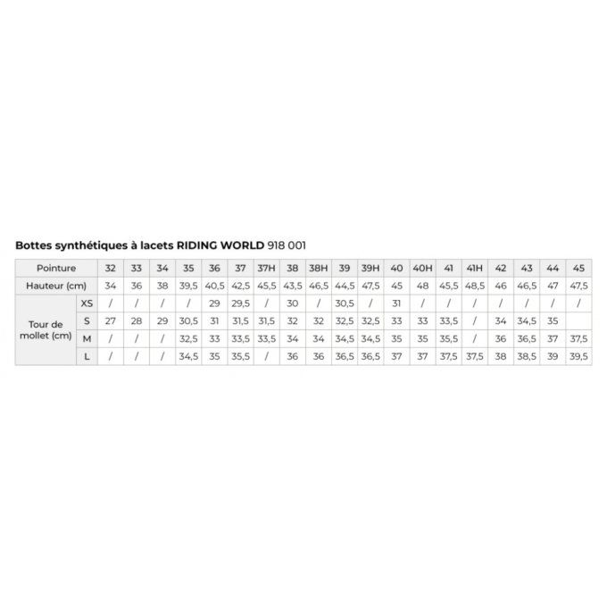 Bottes synthétiques à lacets - RIDING WORLD