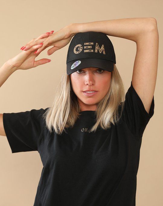 Casquette NINJA GEM Équitation noire avec logo Léopard brodé