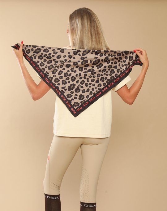 Foulard Léopard GEM Équitation taupe et noir – vue complète