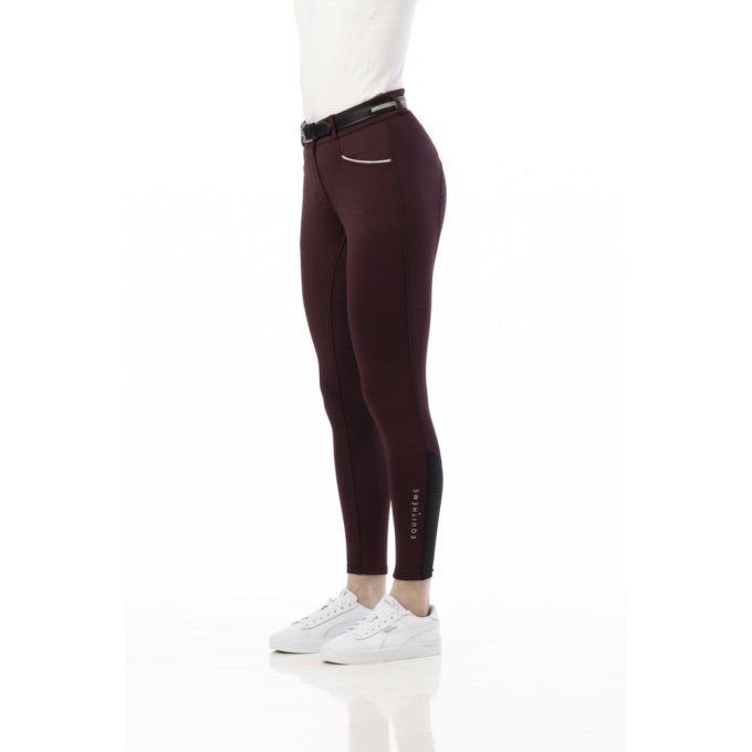 Pantalon EQUITHÈME Claudine fond silicone Bordeaux - Femme