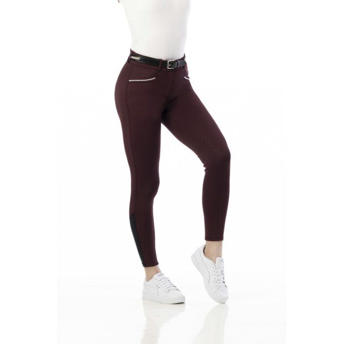 Pantalon EQUITHÈME Claudine fond silicone Bordeaux - Femme