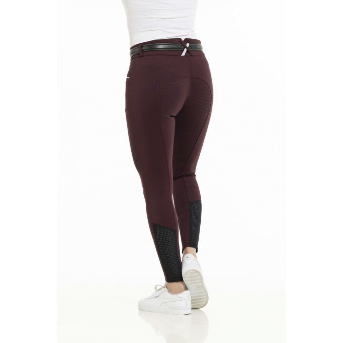 Pantalon EQUITHÈME Claudine fond silicone Bordeaux - Femme