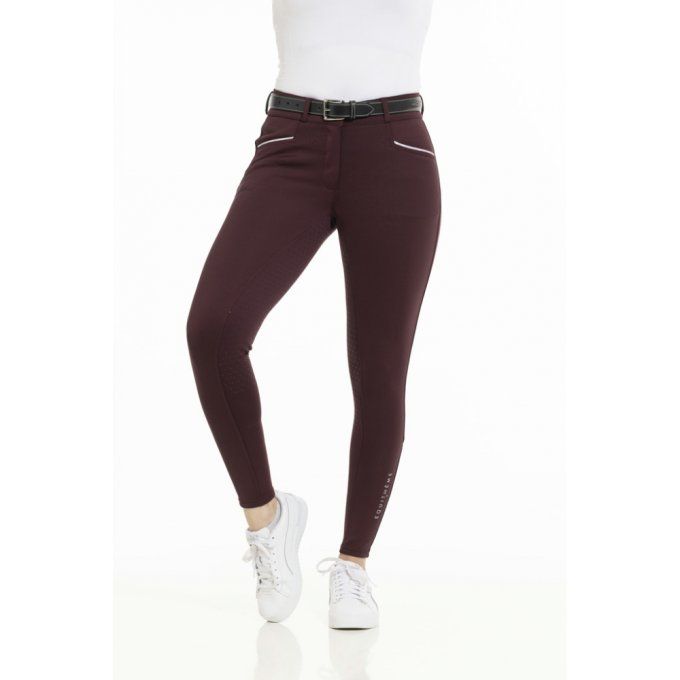 Pantalon EQUITHÈME Claudine fond silicone Bordeaux - Femme