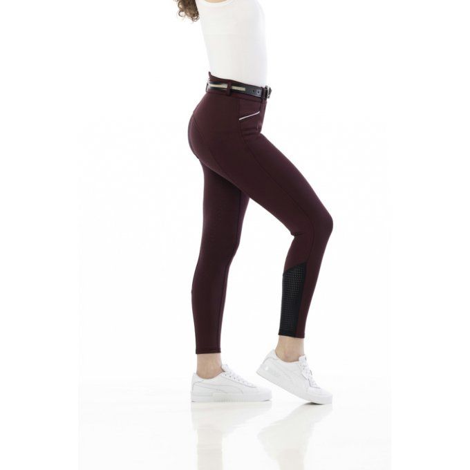 Pantalon EQUITHÈME Claudine fond silicone Bordeaux - Femme