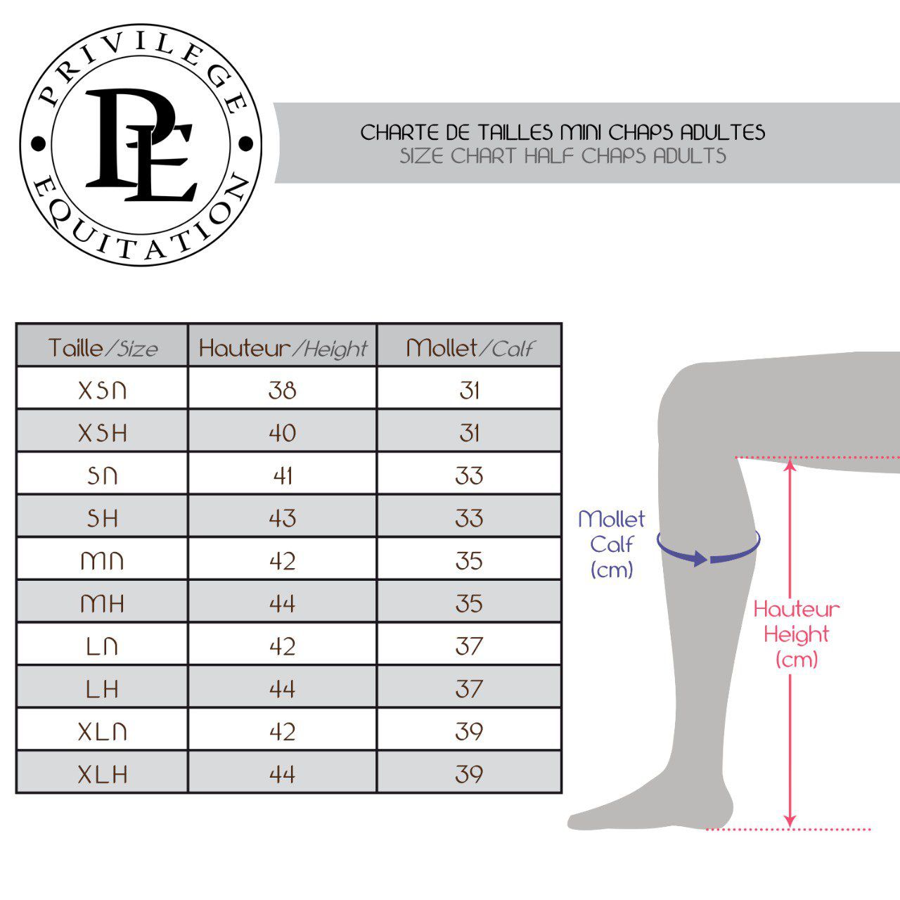 Chaps Big And Size Chart