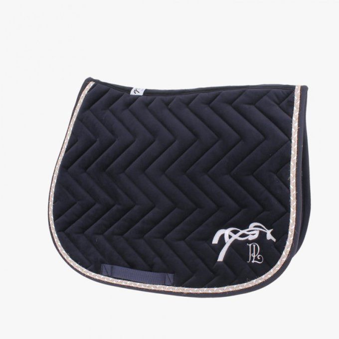 Tapis de selle Eden by Pénélope Velours - Marine & Ecru Poney